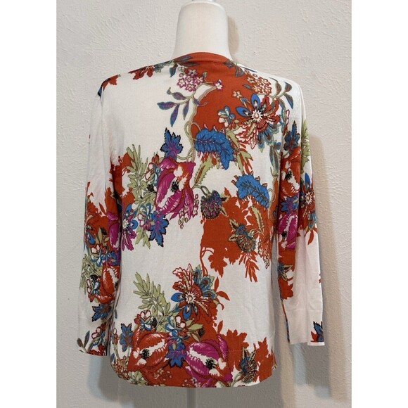 Cable & Gauge Women Size M Floral Button Up Cardigan Sweater Art To Wear Office - Picture 5 of 9